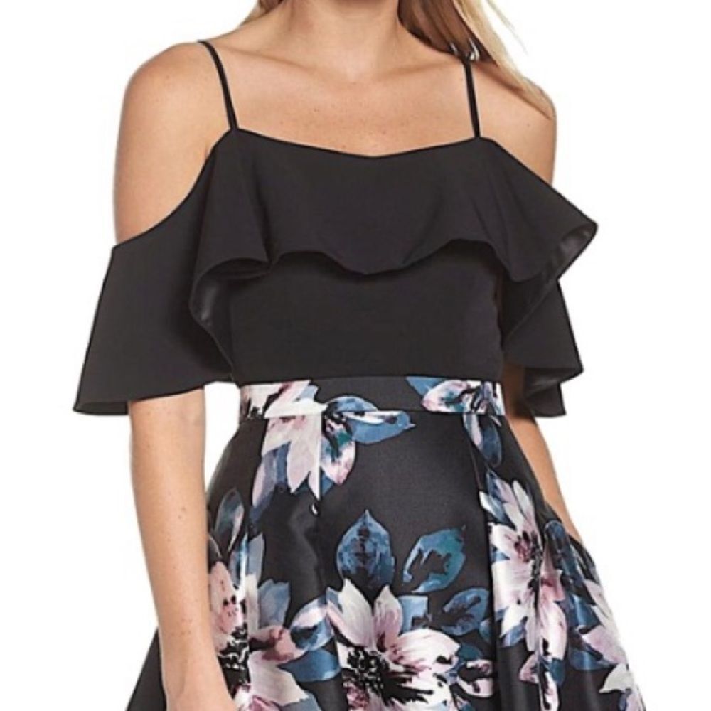 Elegant Black Floral Off-Shoulder Top